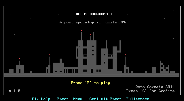 Title screen of 'Depot Dungeons'.