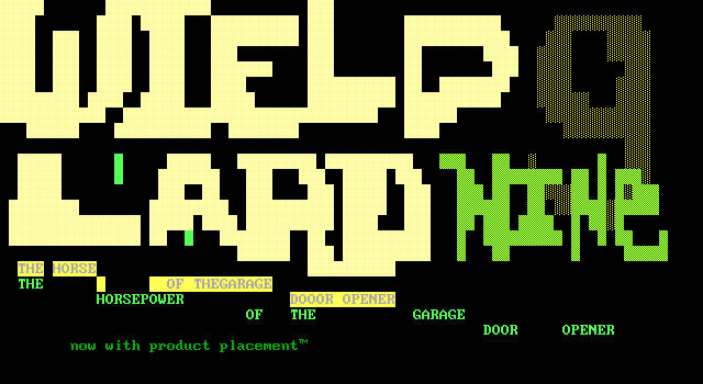 Title screen of 'Weirdland 9: The Horsepower of the Garage Door Opener'.